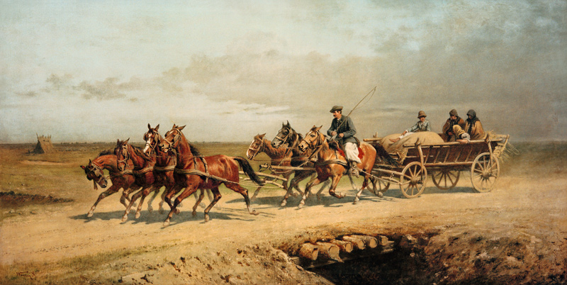 Siebenspänner in Debrecen von Sándor Wagner