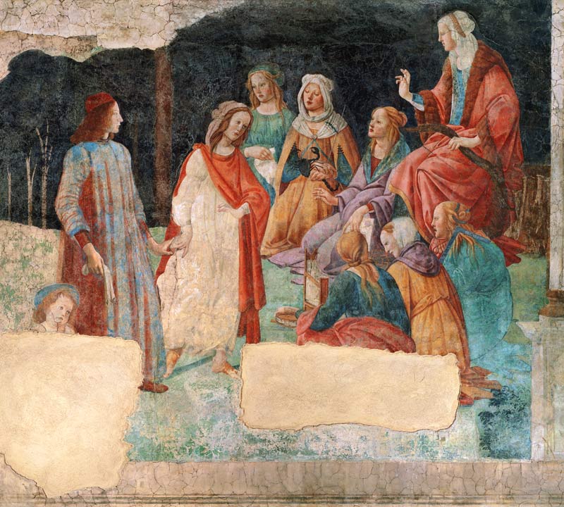 Ein junger Mann wird in den Kreis der sieben freien Künste eingeführt von Sandro Botticelli