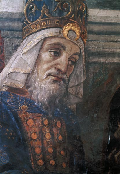 The Purification of the Leper and the Temptation of Christ, in the Sistine Chapel: detail of the hea von Sandro Botticelli