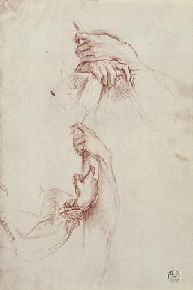 Two studies of a young man's pair of hands
