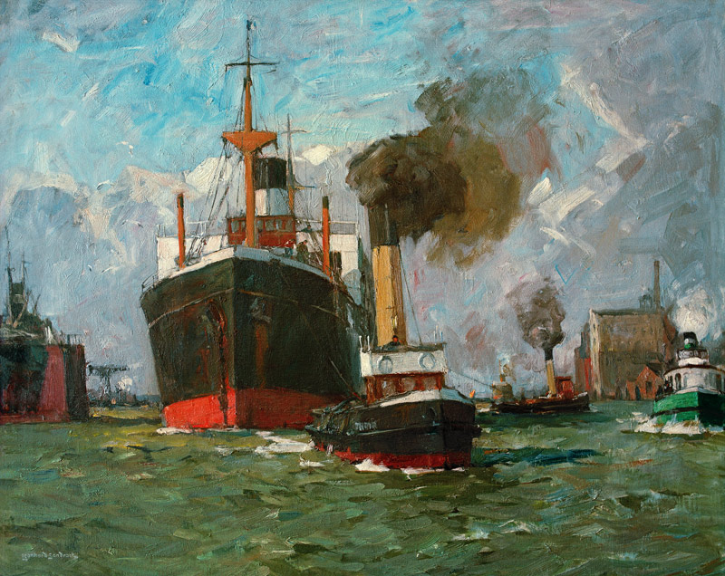 Einkommender Dampfer (Hamburg) von Sandrock Leonhard