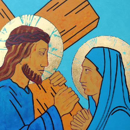Jesus meets his mother