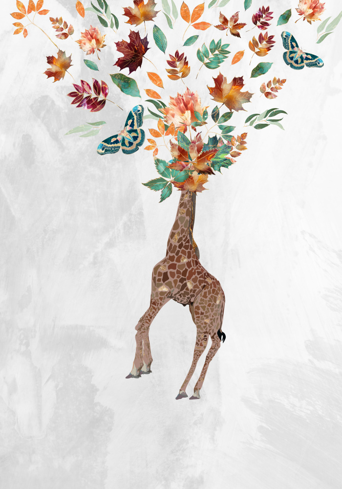 Giraffe Autumn Leaves Head von Sarah Manovski