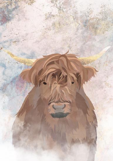 Highlands Cow Gold and Marble