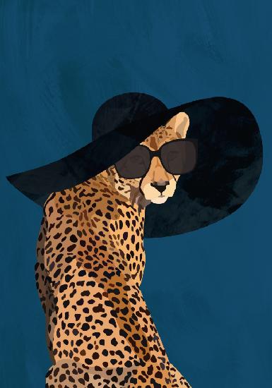 Fashionable Cheetah wearing a sunhat