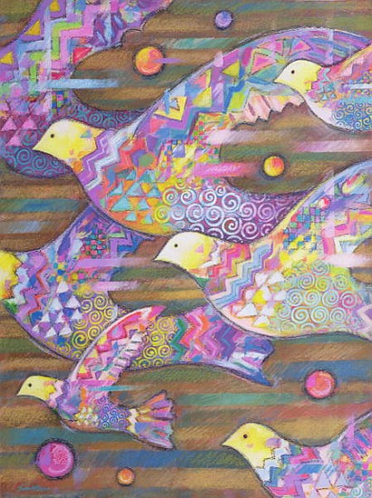 Jetstream, 1998 (acrylic & oil pastel on paper)  von Sarah  Porter