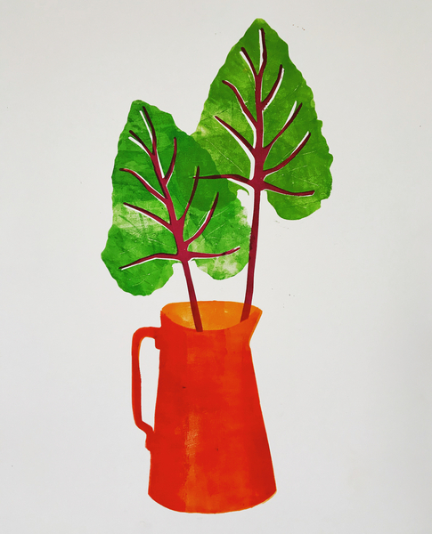 red jug with leaves von Sarah Thompson-Engels