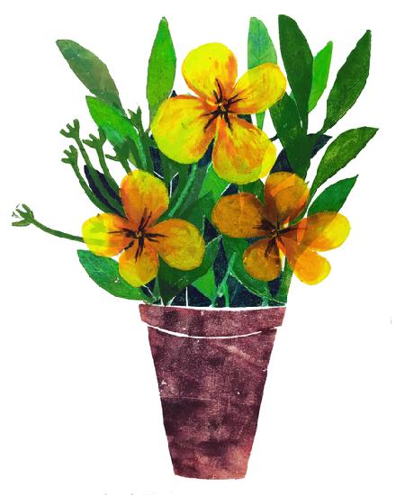 Yellow plant pot