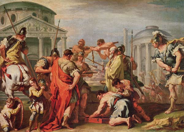Marcus Furius Camillus (d.c.365 BC) and Brennus (fl.c.389 BC) von Sebastiano Ricci