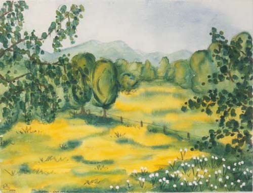 Murnau - Wiese mit Bäumen von Eva Seltmann-Reinig