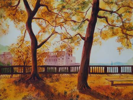 Blick auf Heidelberger Schloss im Herbst