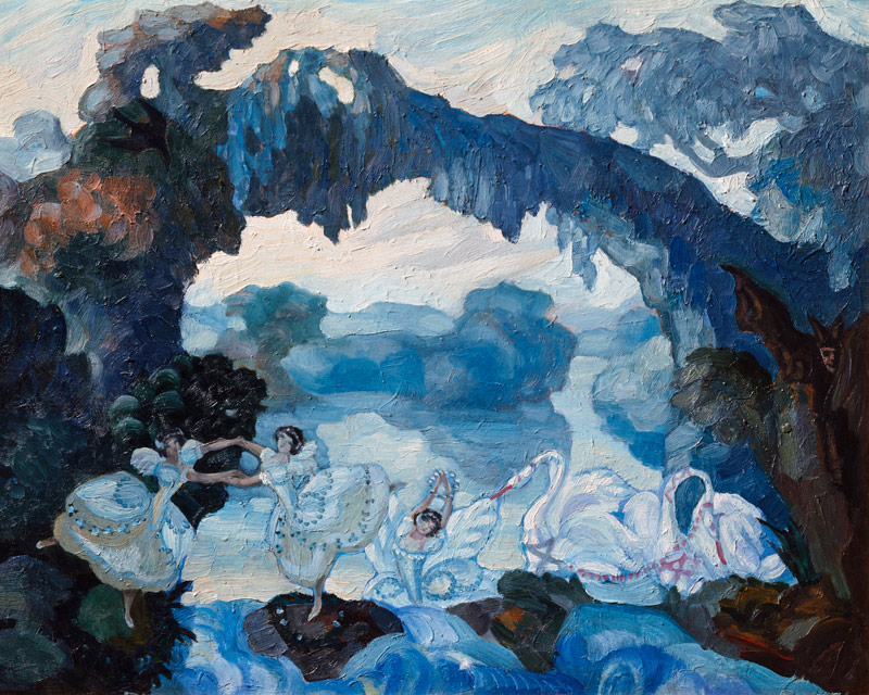 Bühnenbildentwurf zum Ballett Der Schwanensee von P. Tschaikowski von Sergei Jurijewitsch Sudeikin