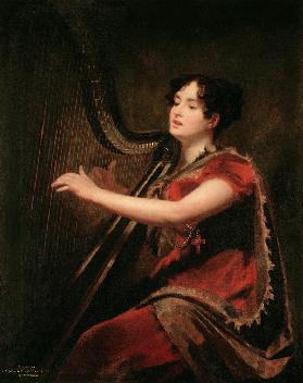 The Marchioness of Northampton, Playing a Harp