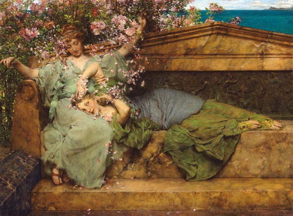 Im Rosengarten. von Sir Lawrence Alma-Tadema