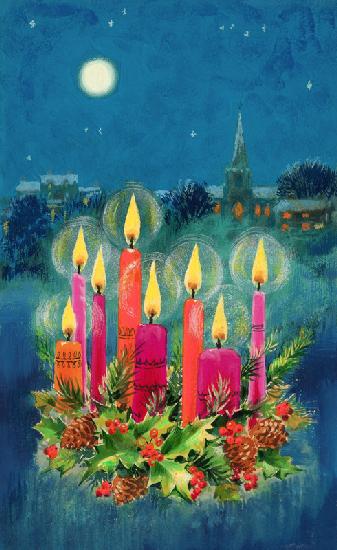 Christmas Candles (gouache) 