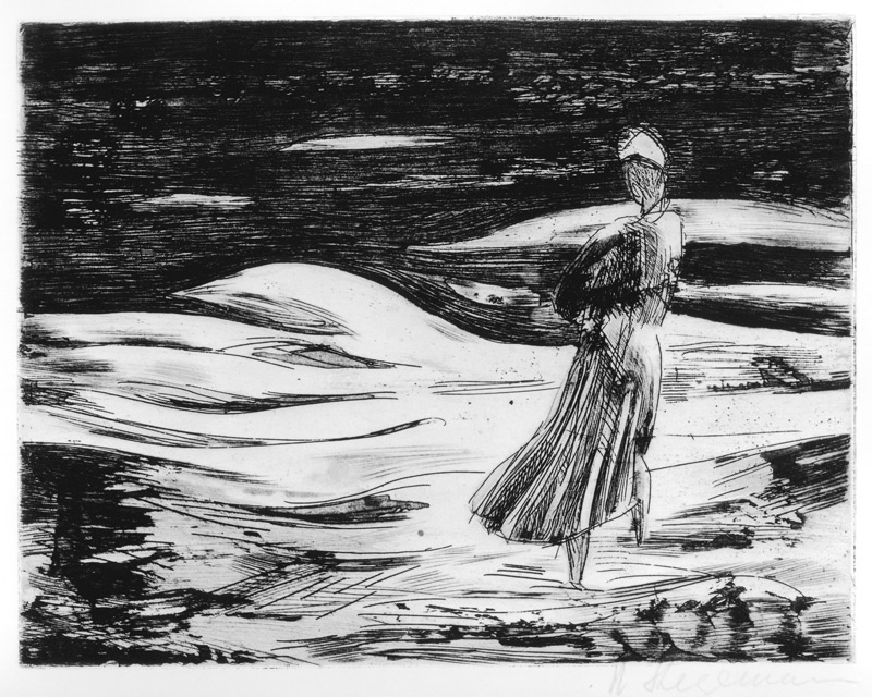 Mädchen am abendlichen Strand (Sylt) von Heinrich Stegemann