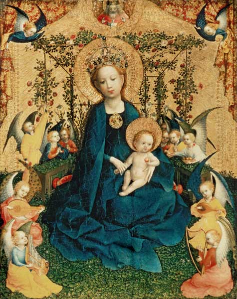 Die Muttergottes in der Rosenlaube von Stephan Lochner
