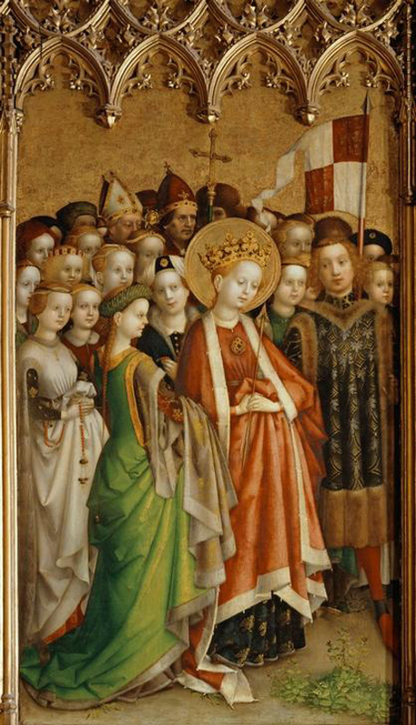 Dreikönigsaltar im Dom zu Köln: Die hl. Ursula mit ihrem Gefolge von Stephan Lochner
