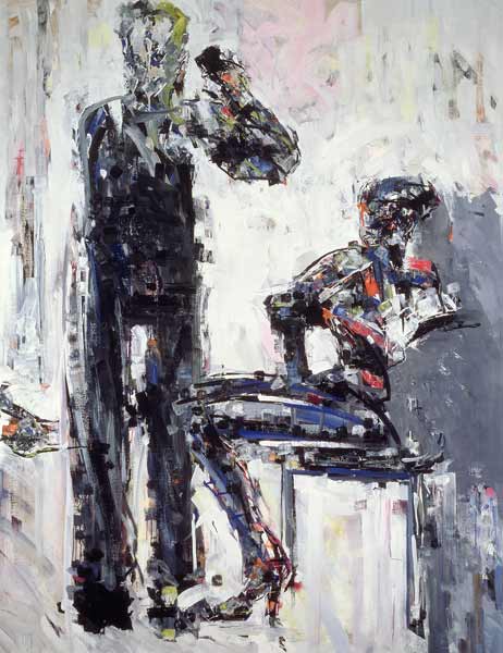 David Bowie and Iman, 1995 (oil on canvas)  von Stephen  Finer