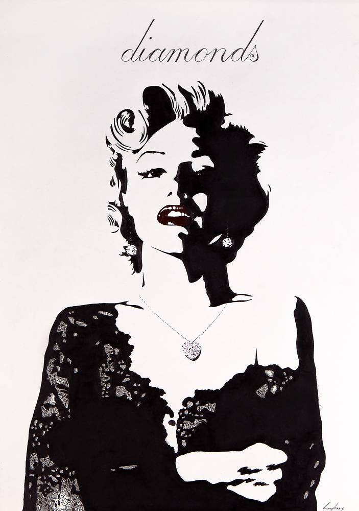 Diamonds Marilyn Monroe im Abendkleid mit Diamanten von Stephen Langhans