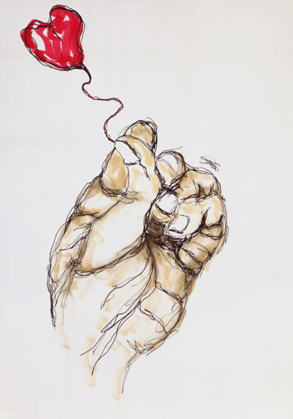 Holding You, 1996 (pen & w/c on paper)  von Stevie  Taylor