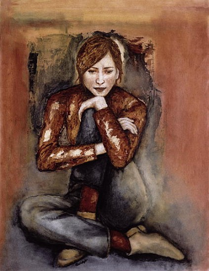 In Her World, 2005 (pen & ink with oil on paper)  von Stevie  Taylor