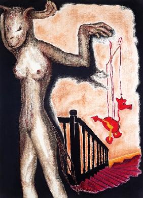 Game On, 2000 (pastel on paper) 