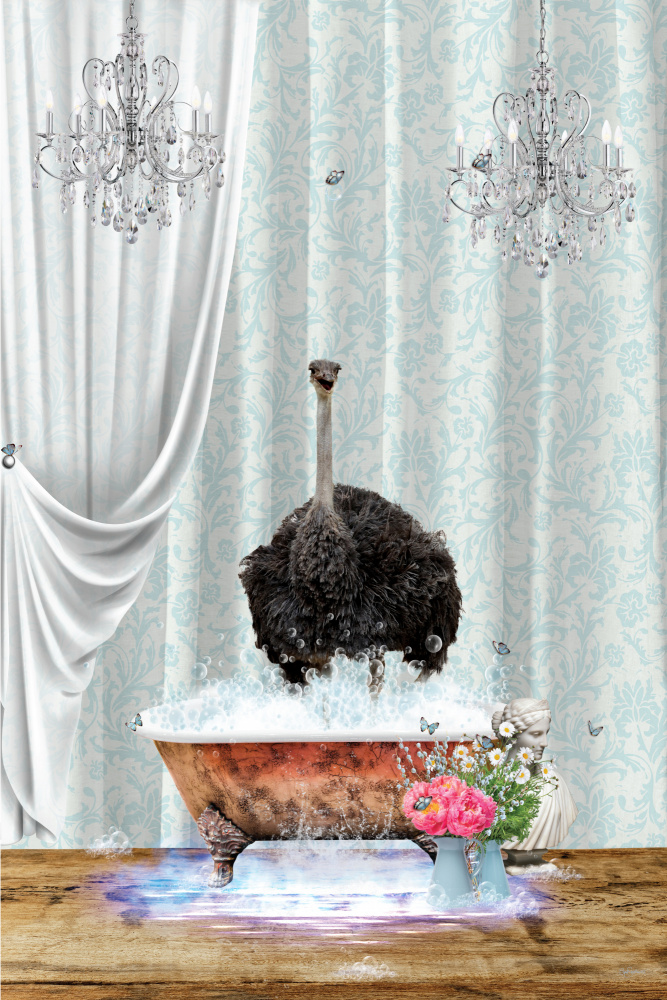 Ostrich &amp; Bubbles von Sue Skellern