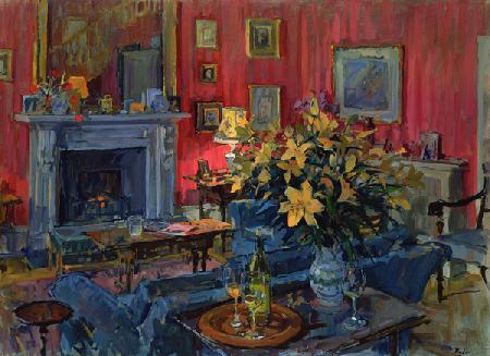 Hearth and Yellow Flowers