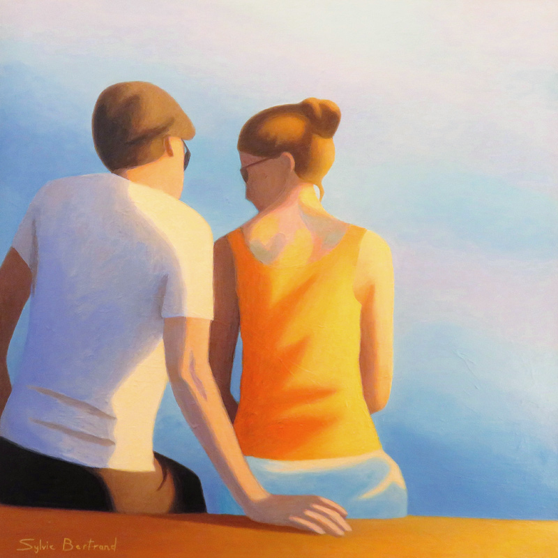 Deux silhouettes devant la mer , inspiré de la Promenade des Anglais , Nice von Sylvie Bertrand