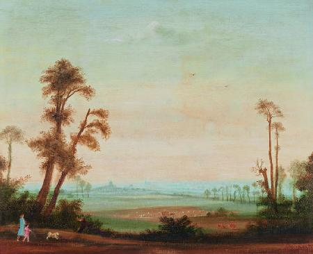 Landschaft mit Spaziergängern