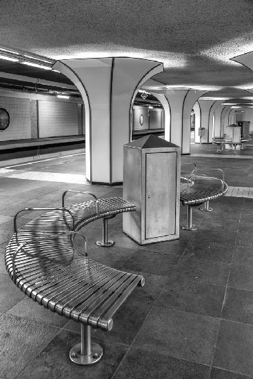 Metro station with bench