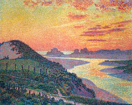 Sonnenuntergang bei Ambleteuse im Pas de Calais.