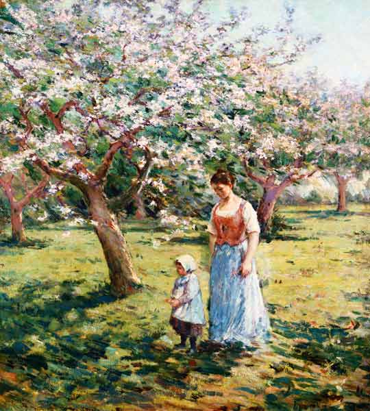 Spaziergang unter blühenden Bäumen. von Theodore Robinson