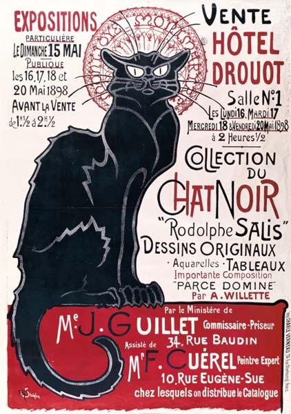 Poster advertising an exhibition of the ''Collection du Chat Noir'' cabaret at the Hotel Drouot, Par