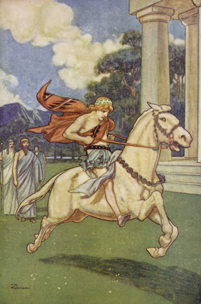 Alexander The Great riding his horse Bucephalus von Thomas Heath Robinson