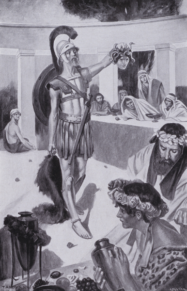 Then Perseus . . . held aloft the Gorgons head von Thomas Heath Robinson