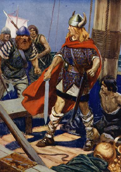 The row-boat clapped alongside, and from her sprang Guldred the Wolf, with Ulgar and another to supp