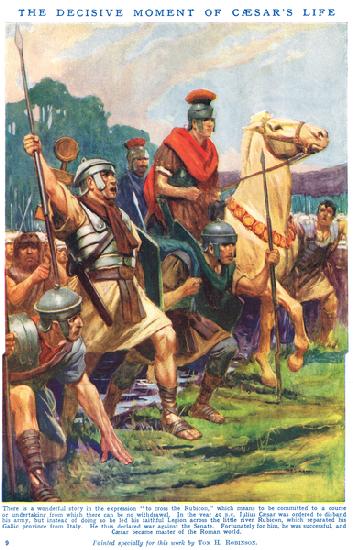 The Decisive Moment of Caesars Life, illustration from Newnes Pictorial Book of Knowledge