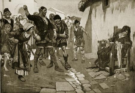 The Cucking-stool in Norman times, illustration from Hutchinsons Story of the British Nation, c.1920