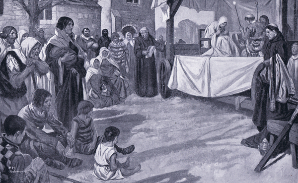 The performance of an early mystery play , 1920s von Thomas Heath Robinson