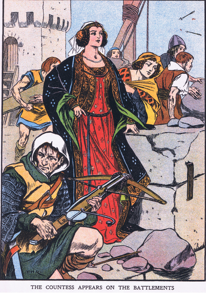 The countess appears on the battlements von Thomas Heath Robinson