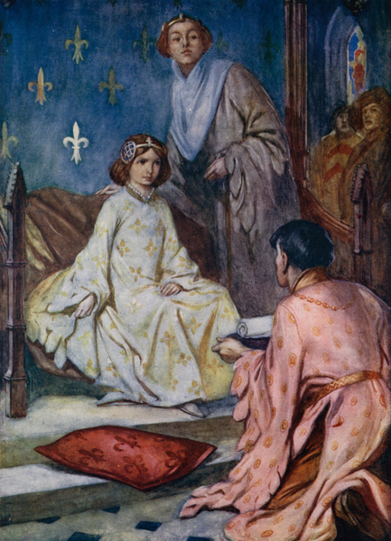 The young Isabella of Valois, daughter of King Charles VI of France, receiving the English envoys de von Thomas Heath Robinson