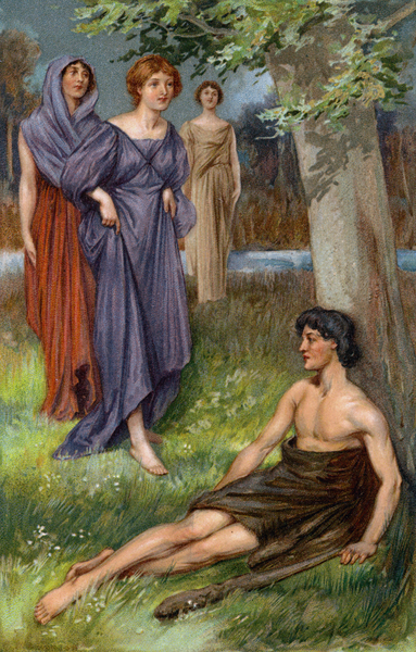 The nymphs leapt across the pool, and came to him von Thomas Heath Robinson