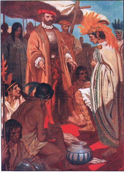 You will deal with me, Malinitzin, as you list., from Romance of Mexico published by T C & E C Jack  von Thomas Heath Robinson