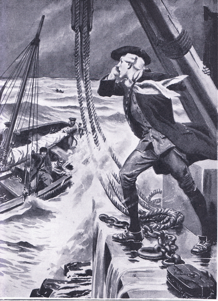 To light a pathway to the sea: Smeaton, illustration fromCassells Romance of Famous Lives, c.1940 von Thomas Heath Robinson