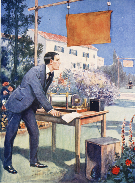 One of Marconis earliest experiments von Thomas Heath Robinson