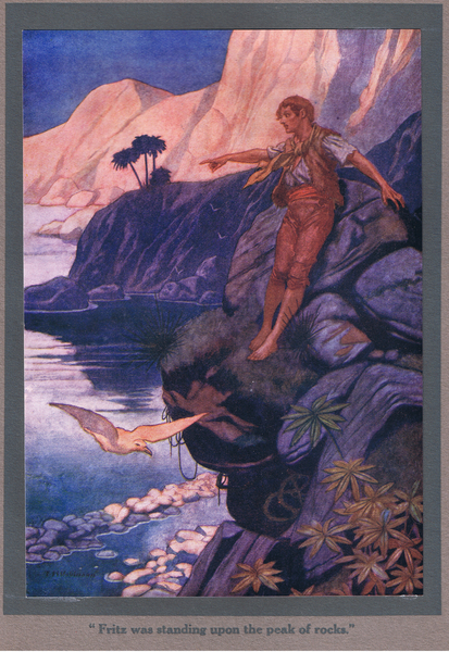 Fritz was standing upon the peak of the rocks von Thomas Heath Robinson