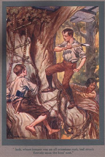 Jack, whose temper was on all occasions rash, had struck fiercely upon the bees nest