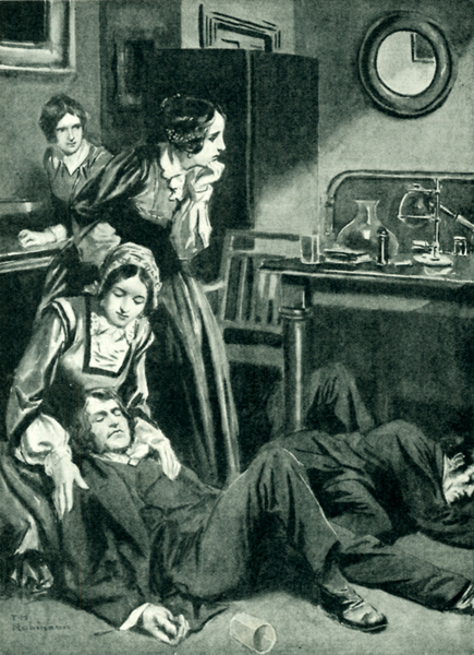 James Simpson discovering chloroform on a November evening in 1847 von Thomas Heath Robinson